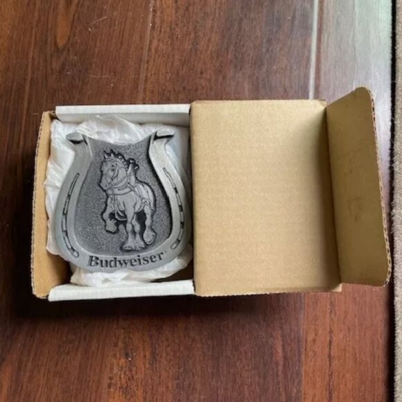 Vintage Budweiser Clydesdale horseshoe shaped pewter coasters (4) - Picture 3 of 4